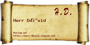 Herr Dávid névjegykártya